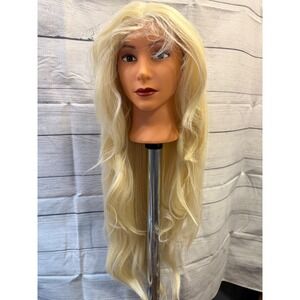 Platinum blonde synthetic wig lace front